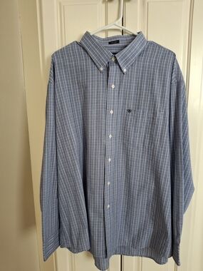 IZOD Men's Blue Plaid Button-Down Shirt XXL